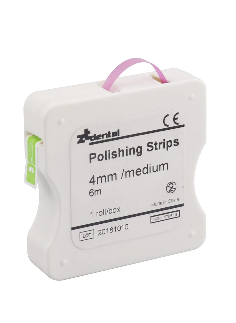 Dental Polishing Strips Abrasive Finishing 4mm x 6M for Interproximal Teeth Cleaning Care Whitening Deep Sanding and Grinding Pink