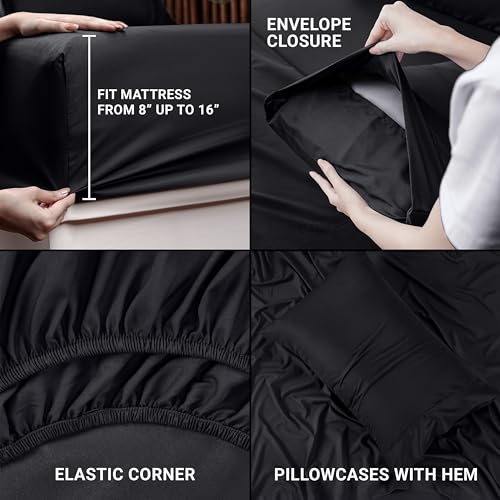 Utopia Bedding Twin XL Sheets - 3 Piece Bedding - Brushed Microfiber - Shrinkage and Fade Resistant - Easy Care (Twin Extra Long Black) - Image 4
