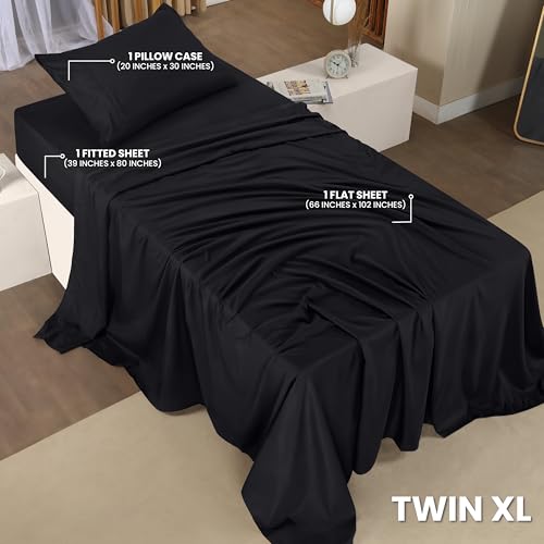 Utopia Bedding Twin XL Sheets - 3 Piece Bedding - Brushed Microfiber - Shrinkage and Fade Resistant - Easy Care (Twin Extra Long Black) - Image 2