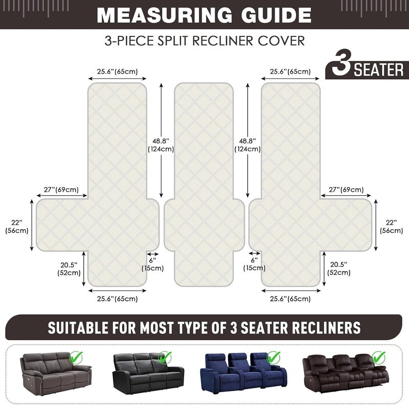 TAOCOCO 100% Waterproof Recliner Sofa Cover - Non Slip Couch Cover for 3 Seat Reclining Sofa, Chocolate - Image 5