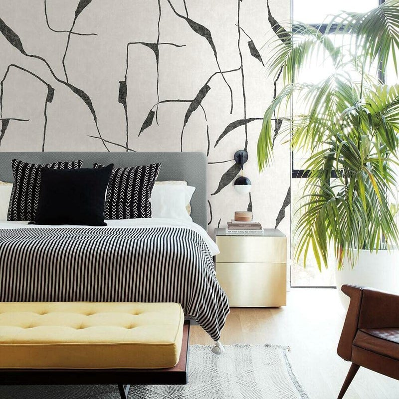 RoomMates RMK12210M Nikki Chu Off White and Charcoal Black Ivory Coast Peel and Stick Wall Mural