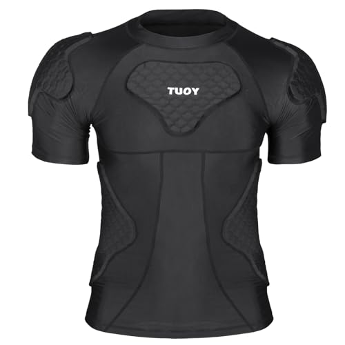 TUOYR قميص كرة القدم padded للرجال مع واقي للصدر و rib للعب كرة القدم والبيسبول والكرة اللينة والرجبي - Image 1