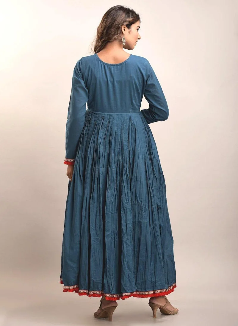 ZERESOUQ Embroidered Teal Dress