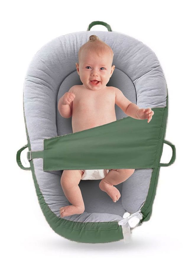 MARGOUN وسادة سرير للأطفال حديثي الولادة غير محددة الجنس مع حزام باللون الأخضر - Image 1