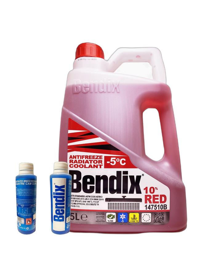 Bendix Concentrated windscreen washer 236 ML & Bendix Anti-Freeze -5   coolant 5 Liter - Red Liquid Coolant  10% Concentrate G12Bundle - Image 1