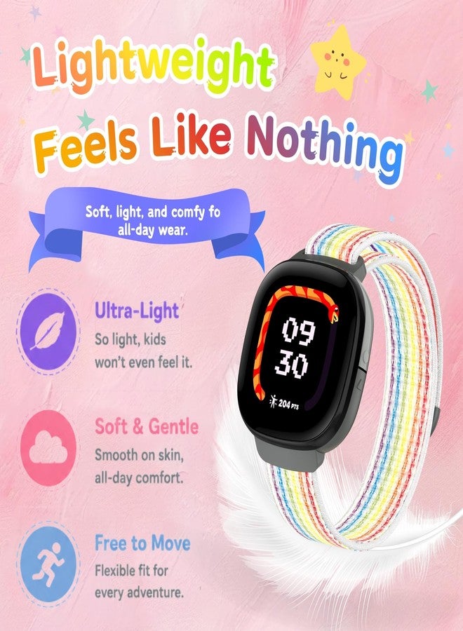 Vanet 3-Pack Nylon Straps Compatible for Google Fitbit Ace LTE (2024) Bands for Kids, Adjustable Hook & Loop Replacement Wristbands for Boys Gilrs - Image 3