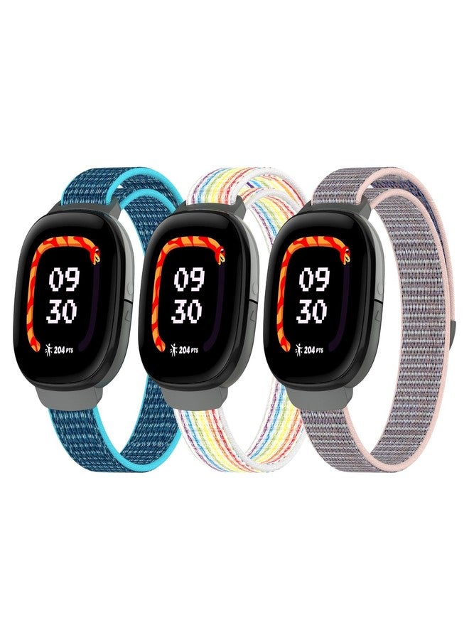 Vanet 3-Pack Nylon Straps Compatible for Google Fitbit Ace LTE (2024) Bands for Kids, Adjustable Hook & Loop Replacement Wristbands for Boys Gilrs - Image 1
