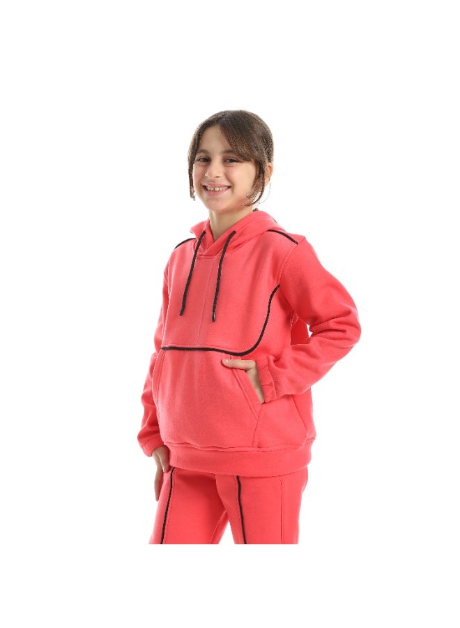Caesar Girls' winter Melton tracksuit with linear designs - Image 5
