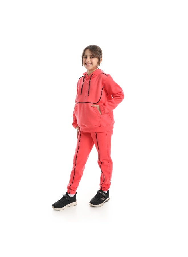 Caesar Girls' winter Melton tracksuit with linear designs - Image 2
