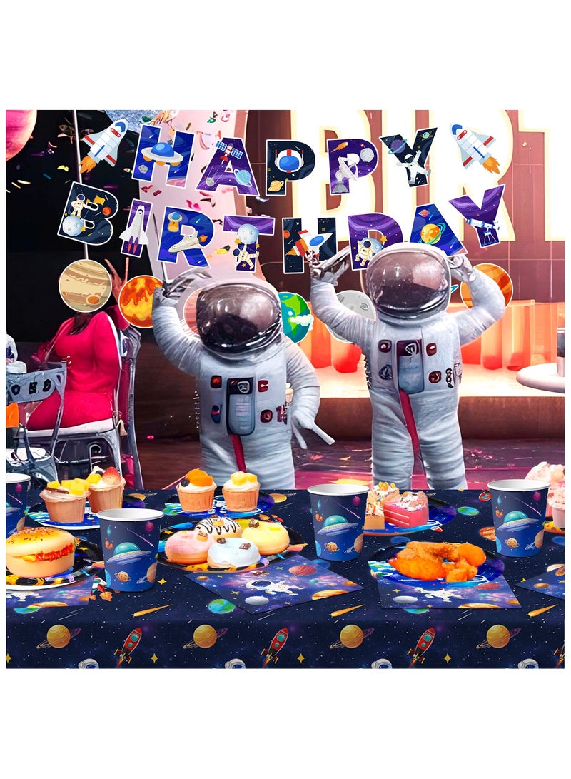 FRUITFUL PARTY Space Theme Disposable Tableware for 24 Guests, 177pcs Outer Space Birthday Party Decorations Space Party Plates Napkins Tablecloth Banner Garland - Image 5