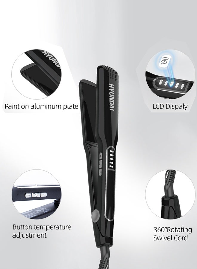 HYUNDAI Professional 2-in-1 Hair Straightener and Curler, Ceramic Flat Iron with Adjustable Temperature 140-230°C, Fast Heating, Portable for Travel, Frizz Control & Negative Ion Technology for Shiny Hair - Image 3