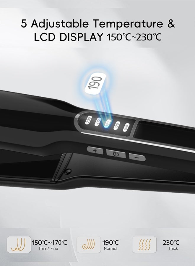 HYUNDAI Professional 2-in-1 Hair Straightener and Curler, Ceramic Flat Iron with Adjustable Temperature 140-230°C, Fast Heating, Portable for Travel, Frizz Control & Negative Ion Technology for Shiny Hair - Image 4