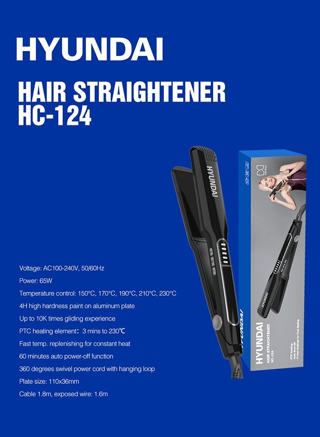 HYUNDAI Professional 2-in-1 Hair Straightener and Curler, Ceramic Flat Iron with Adjustable Temperature 140-230°C, Fast Heating, Portable for Travel, Frizz Control & Negative Ion Technology for Shiny Hair - Image 2