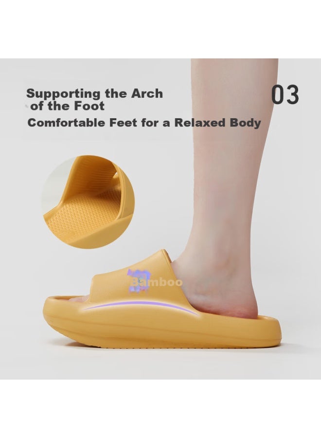 Utune Women's Platform Slippers, Thick Sole, Non-slip, Indoor Stretching, High Front Low Back, Couple Slippers For Summer, Yellow, Size 37-38 - Image 3