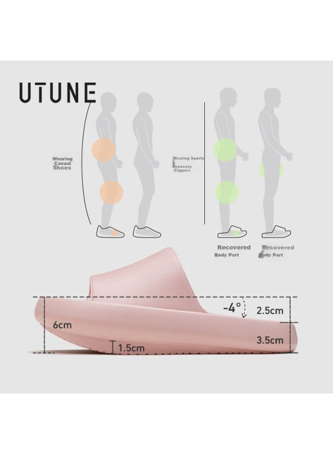 Utune Women's Platform Slippers, Thick Sole, Non-slip, Indoor Stretching, High Front Low Back, Couple Slippers For Summer, Yellow, Size 37-38 - Image 2