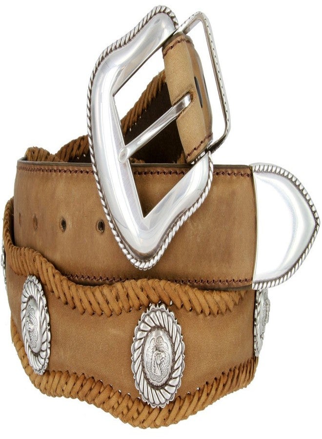 بيلتس.كوم حزام رجالي من الجلد بتصميم رعاة البقر الغربي، مزين برأس حصان وحواف مزخرفة، عرضه 1.5 بوصة - Image 3