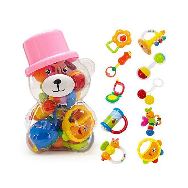 Goodway Baby Rattles & Teethers, Pink 10-Pack, BPA-Free, Enhances Coordination, Colorful Design for Recognition Development, Suitable for 3M - Image 1