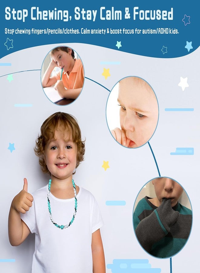 LeeYean Chew Necklaces for Sensory Kids, 2 Pack Chewy Necklace Sensory to Reduces Anxiety and Stress, Integrated Safety Design Teething Necklace for Baby, BPA Free - Image 4