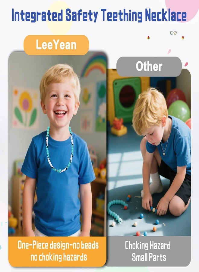 LeeYean Chew Necklaces for Sensory Kids, 2 Pack Chewy Necklace Sensory to Reduces Anxiety and Stress, Integrated Safety Design Teething Necklace for Baby, BPA Free - Image 2
