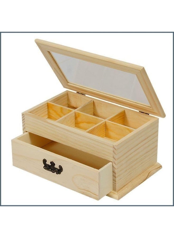Horoof Home Horoof Home® Natural Wooden Jewelry & Tea Storage Box 