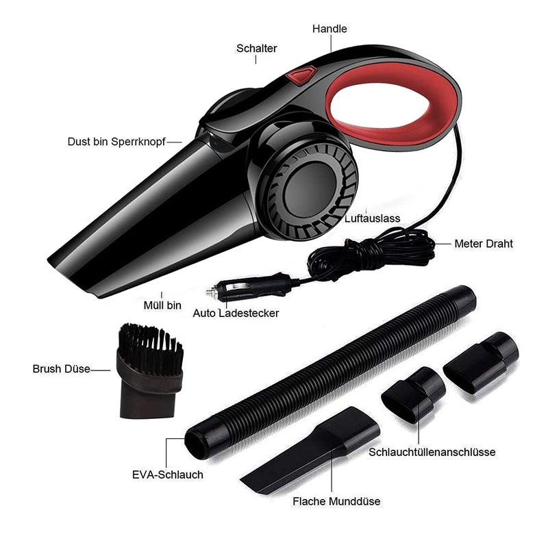 Zemic Car Vacuum Cleaner - Zemic Portable & Corded High Power for Car Cleaning Car Accessories, DC 12V, 120W 5.5 KPA, Vaccune Cleaner for Home Wet and Dry Car Vacuum Cleaner Multipurpose Vaccum Cleaner for Car Cleaning Plastic (AYRHYM204) - Image 3