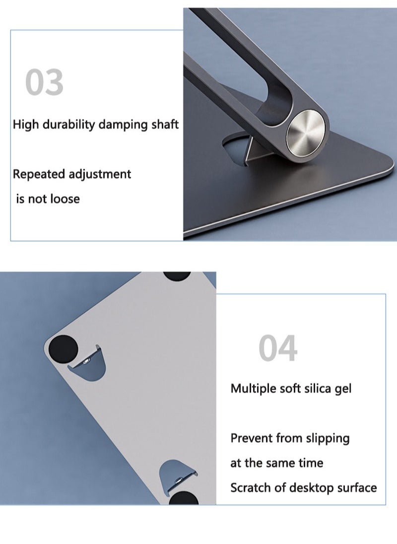 FlashHawk - Adjustable Laptop Stand, Aluminum, Ergonomic Foldable Computer Stand for MacBook/HP/Dell/Huawei under 17.3 inch, Sliver - Image 1