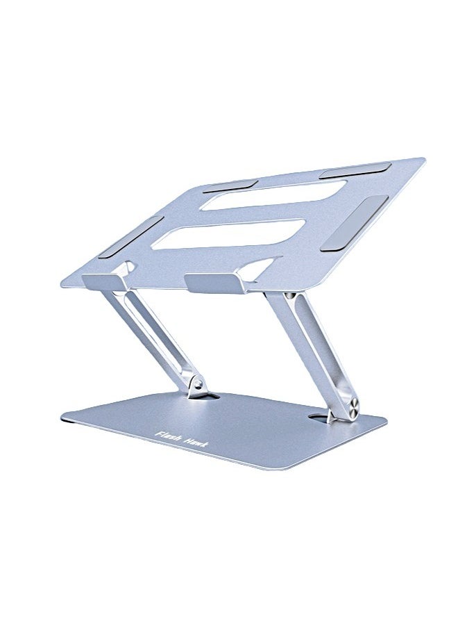 FlashHawk - Adjustable Laptop Stand, Aluminum, Ergonomic Foldable Computer Stand for MacBook/HP/Dell/Huawei under 17.3 inch, Sliver - Image 1