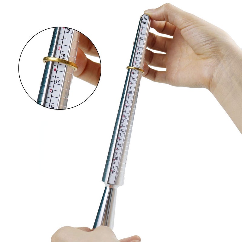 NIUPIKA Ring Sizer Set Metal Measuring Tool Ring Mandrel Finger Sizing Gauge Set US Size Jewelry Measurement Tools with Jewelers Rubber Hammer - Image 5
