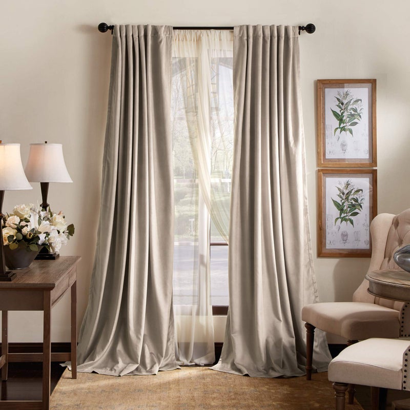 Martha stewart Martha Stewart Lucca Velvet Blackout Back Tab Window Curtain Panel Pair 95 Linen 