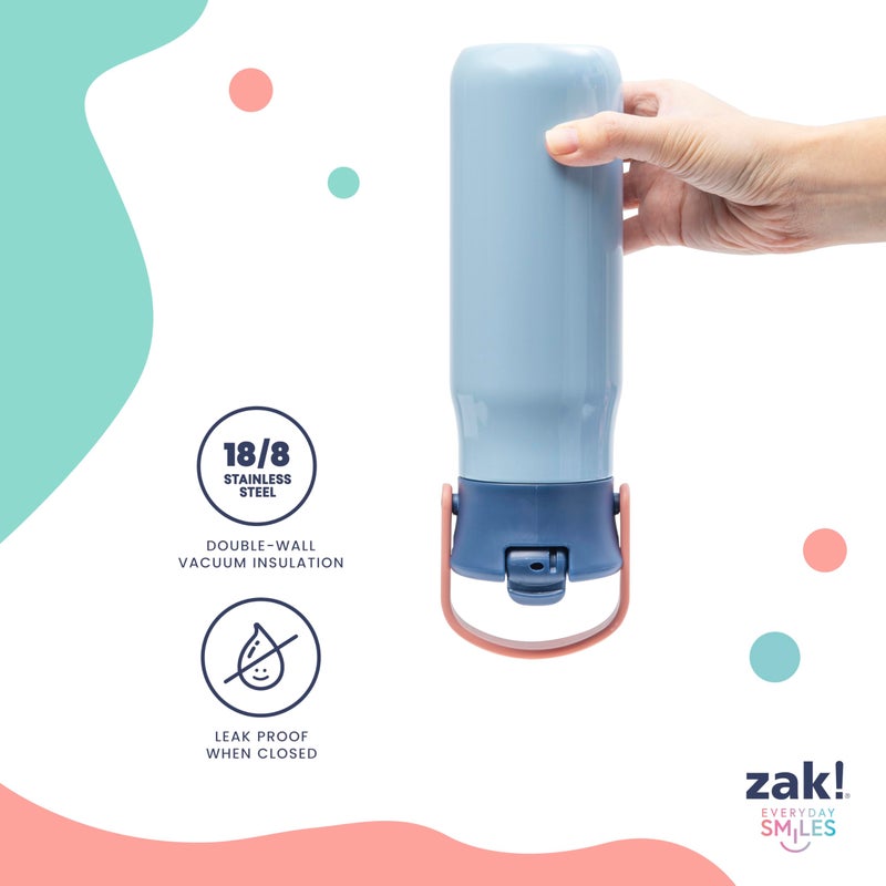 Zak Designs Barbie Harmony Water Bottle for Travel or At Home, 20oz Stainless Steel is Leak-Proof When Closed and Vacuum Insulated with Straw Lid and Carry Handle (Pink) - Image 4