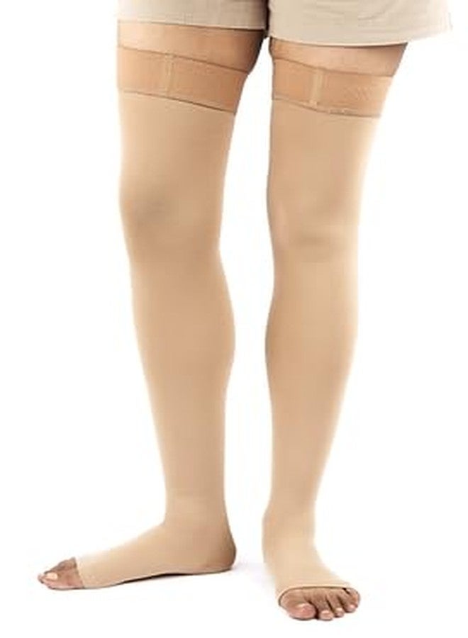 FederFlex Class 2 Compression Stockings - Open Toe | Thigh Length | Large - Image 1