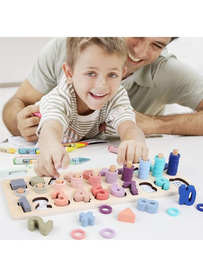 QZMTOY Counting Shape Stacker,Montessori Toys for Toddlers,Wooden Number Puzzle,Shape Sorting Stacking Activities for Kids Preschool Math Learning Toy - Image 2