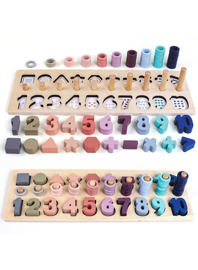 QZMTOY Counting Shape Stacker,Montessori Toys for Toddlers,Wooden Number Puzzle,Shape Sorting Stacking Activities for Kids Preschool Math Learning Toy - Image 5