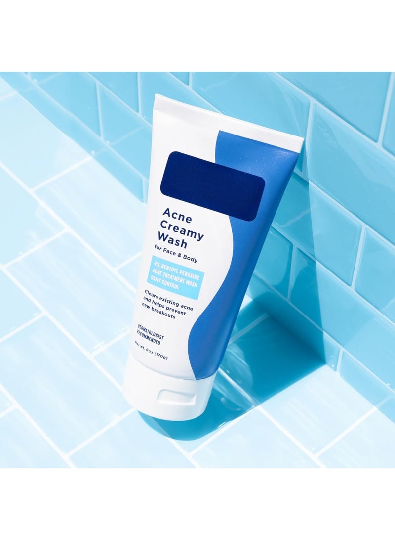 غسول كريمي مضاد للميكروبات لعلاج حب الشباب، 4% بنزويل بيروكسيد، 6 أونصات