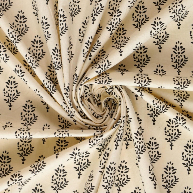 Peepul Tree Pure Cotton Hand-Block Printed Jaipuri Double Bedsheet Set with 2 Pillow Covers | Queen Size | Hand Printed Geometric Design (Beige, Maroon & Black, Queen) - Image 3