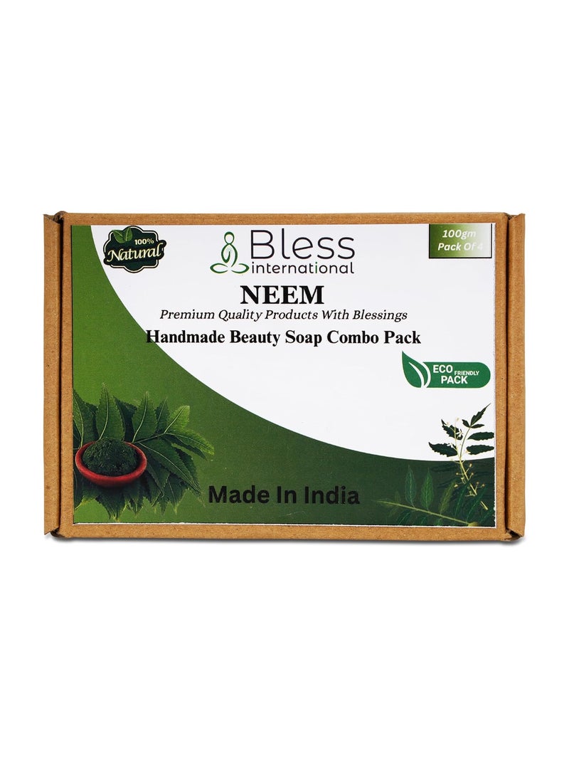 Bless International - Bless InternationalVeganNaturalSoap HandmadeWithPremiumNeemEssentialOil ColdPressedEcoFriendlyCrueltyFreeFaceAndBodyMoisturizing TheBestGiftForMenAndWomen 45Oz4BarsPack - Image 1