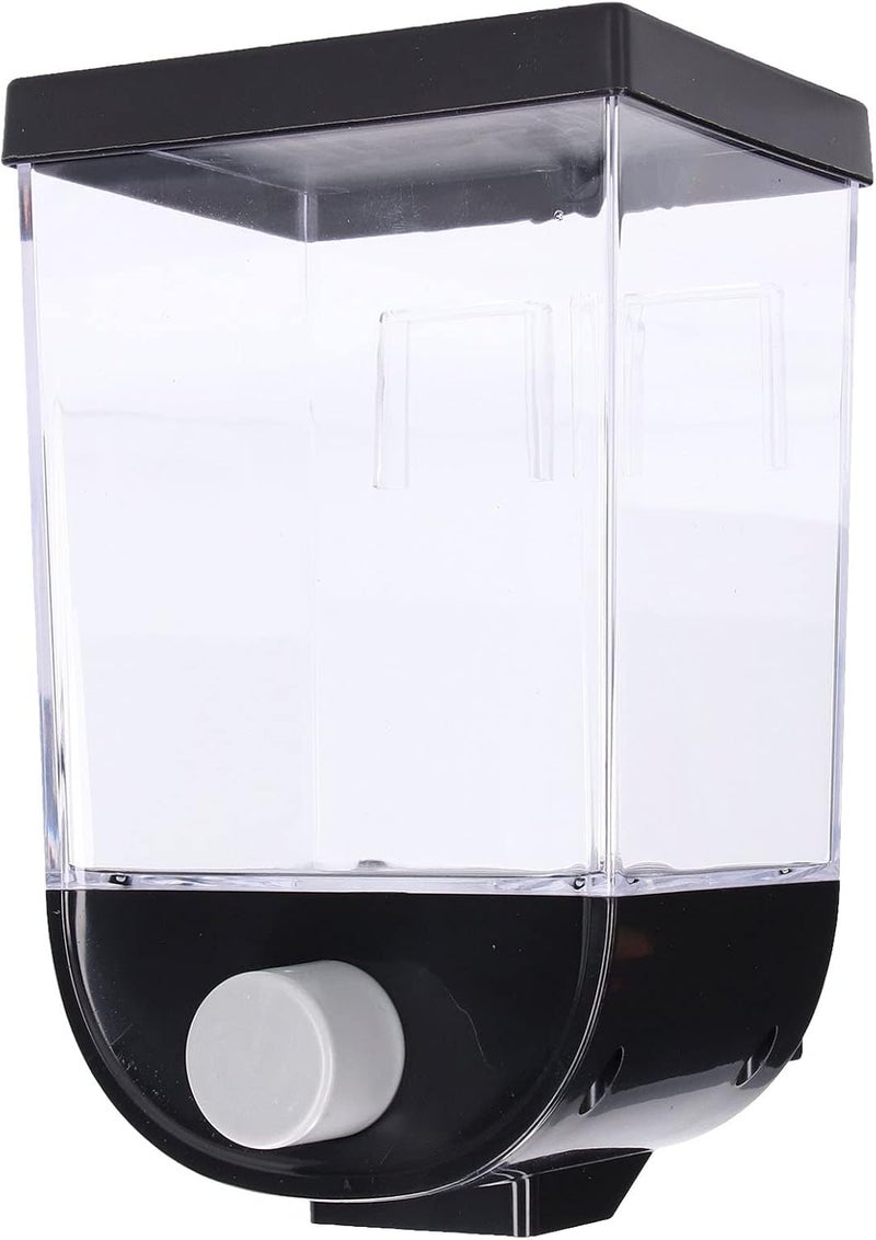 Dispenser Cereal Wall-MountedB 1L – Dry Food Storage Container for Kitchen – Portion Control, Keeps Food Fresh – Ideal for Grains, Snacks, Cereals – Easy Use, Stylish (Clear & Black)