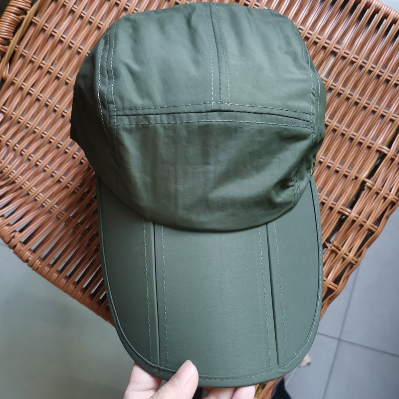 Light board folding cap summer mens and womens outdoor sports quick-drying cap sunshade baseball hat can add logo Army Green 