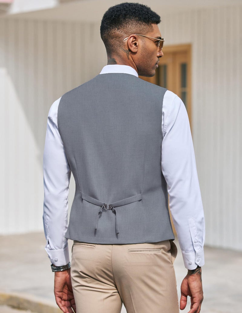 COOFANDY Mens Formal Suit Vest Regular Fit Dress Vest Tuxedo Waistcoat - Image 3