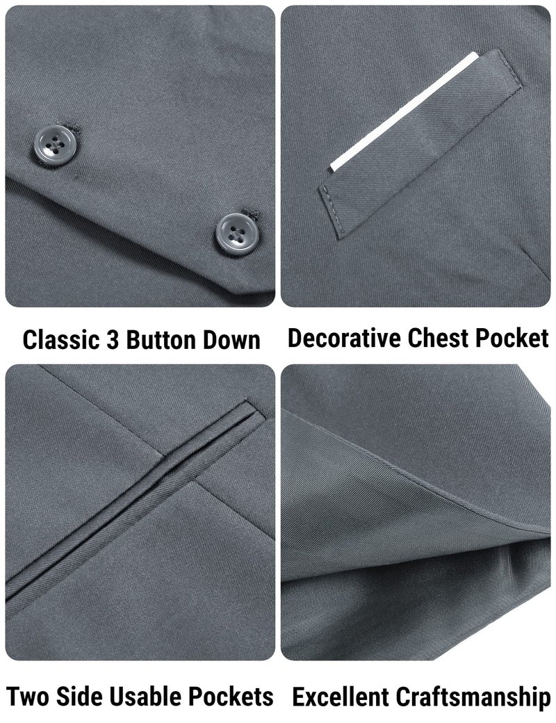 COOFANDY Mens Formal Suit Vest Regular Fit Dress Vest Tuxedo Waistcoat - Image 5