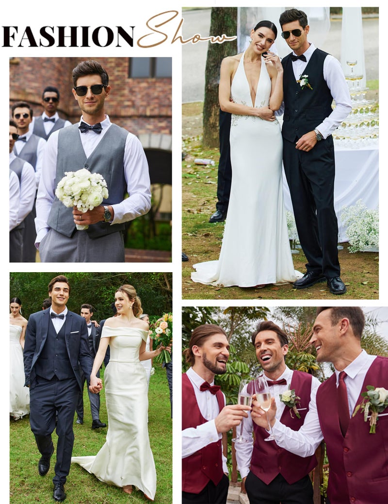 COOFANDY Mens Formal Suit Vest Regular Fit Dress Vest Tuxedo Waistcoat - Image 4