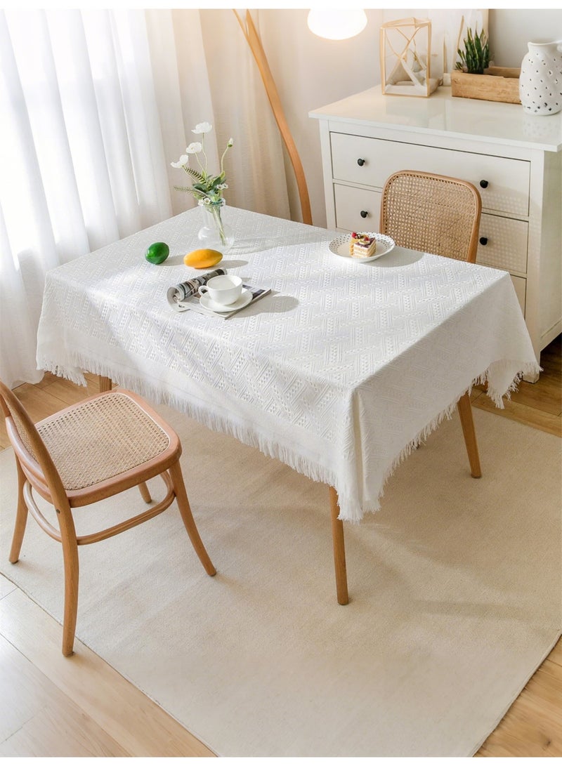 Aideli 180×180 cm Cotton Linen Tablecloth with Tassel, Square Dust-Proof Heat-Insulation Table Cover for Dining Room Kitchen Home Decoration - Image 2