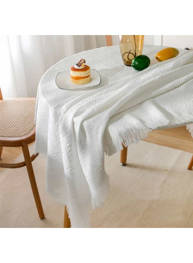 Aideli 180×180 cm Cotton Linen Tablecloth with Tassel, Square Dust-Proof Heat-Insulation Table Cover for Dining Room Kitchen Home Decoration - Image 5