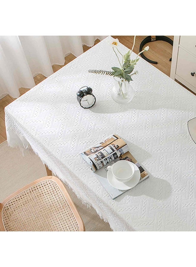 Aideli 180×180 cm Cotton Linen Tablecloth with Tassel, Square Dust-Proof Heat-Insulation Table Cover for Dining Room Kitchen Home Decoration - Image 3