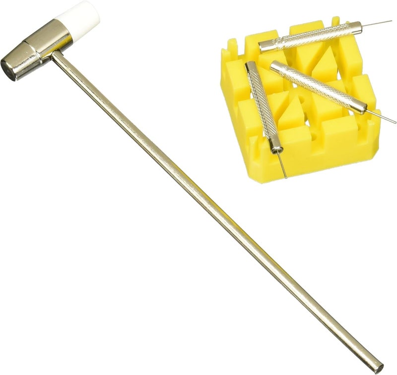 SE JT6218 5Piece Watch Band Link Remover Kit  Includes Dual Head Hammer Band Holder Pin Punches 08 09 10mm for DIY Watch Adjustments and Repairs - Image 1