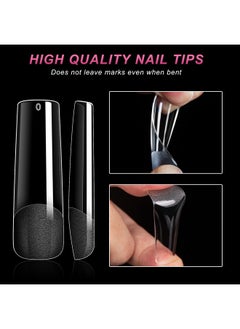 AORAEM Aoream Long Square Nail Tips 240Pcs Clear Soft Gel False Nails Half Matte Full Cover Press On Nails 12 Sizes Coffin Nail Tips For Acrylic Nails Professional Salon For Home Diy  - Image 3