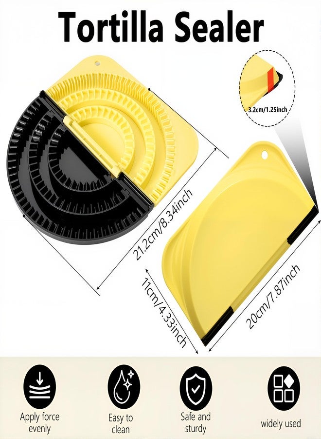 Amader 3-in-1 Tortilla Sealer, Quesadilla Maker for 4"+6"+8"Wraps Leak-proof Shark Tooth Design, Adjustable Tortilla for Burritos, Pancakes, Dumplings,Dishwasher Safe (Yellow) - Image 2