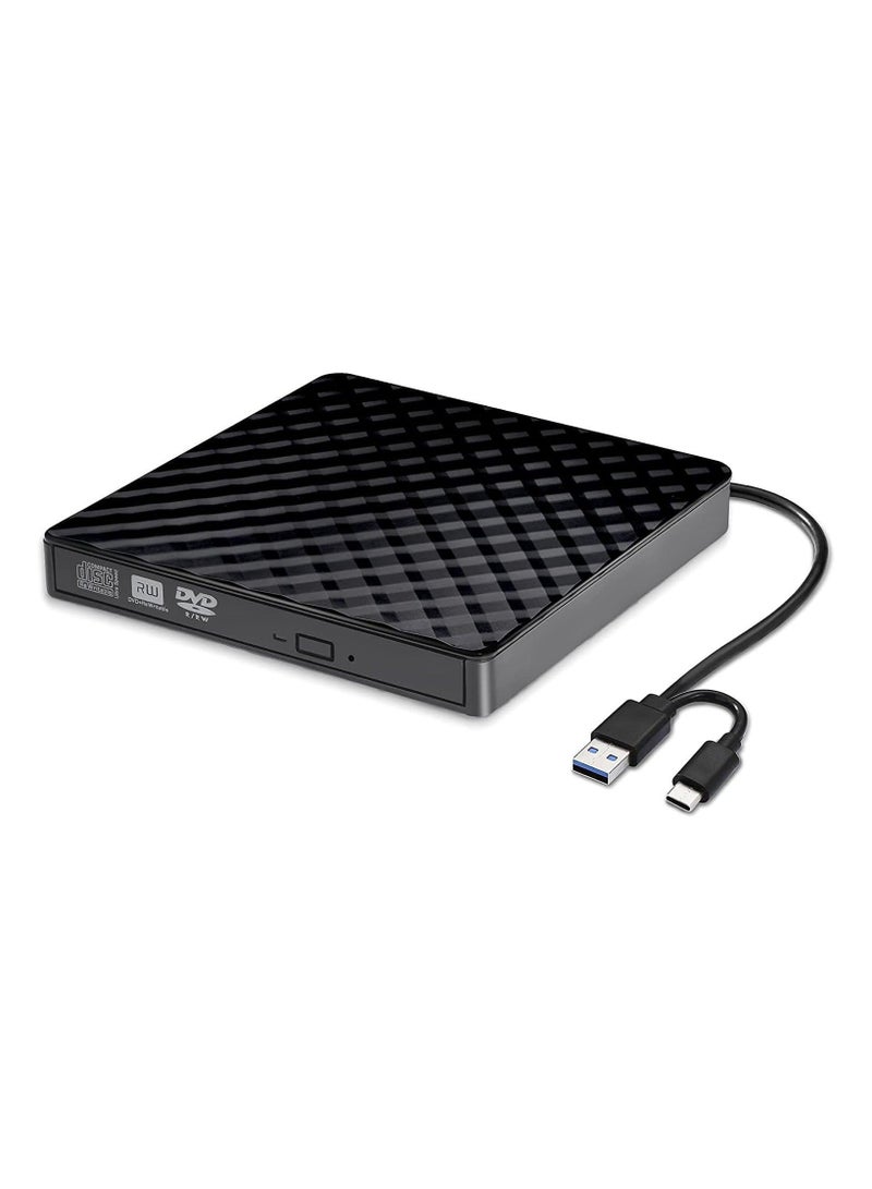 Captaintech External CD DVD Drive, Portable Slim CD DVD +/-RW Drive Player Burner Writer Reader Rewriter, Optical DVD Drive for Laptop, Desktop, Mac, Macbook, OS/Windows/Linux - Image 1