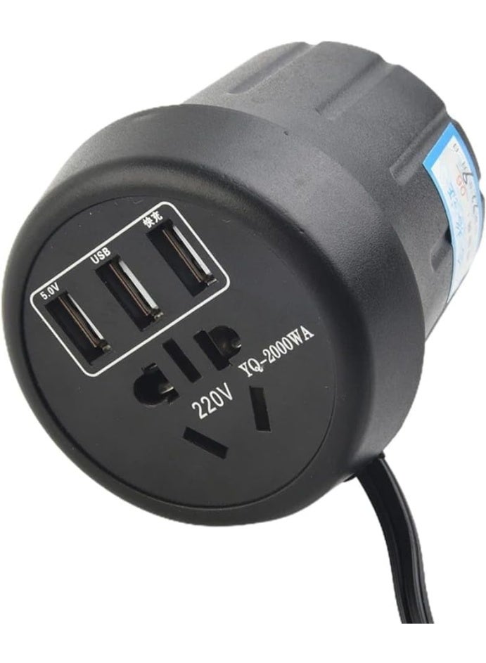 Car Power Inverter - 12V/24V to 220V AC Car Charger, 2000W Cup Holder Design with 3 USB Ports and Fast AC Outlet for Charging Laptops, Mobile Devices, and Cameras While Traveling - Image 2