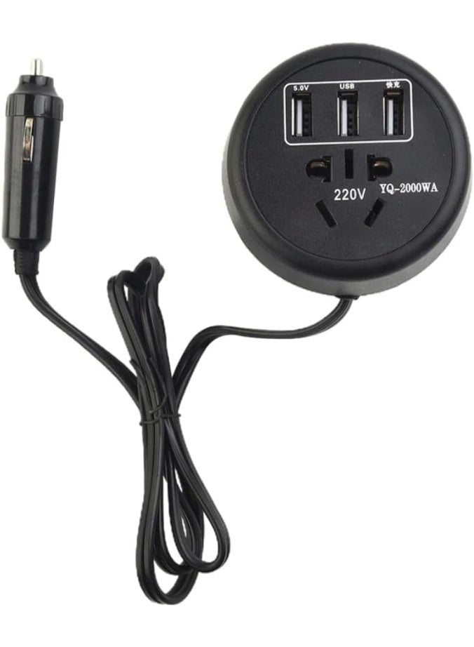 Car Power Inverter - 12V/24V to 220V AC Car Charger, 2000W Cup Holder Design with 3 USB Ports and Fast AC Outlet for Charging Laptops, Mobile Devices, and Cameras While Traveling - Image 4